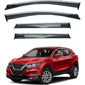 4pcs JDM Vent Window Visors Compatible with Rogue Sport 2017-2022 Only,Outside Mount Style Sun Rain Guard,Smoke Tint with Chrome Trim