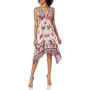 Angie Women's Strappy Deep V Sundress with Sharkbite Hem