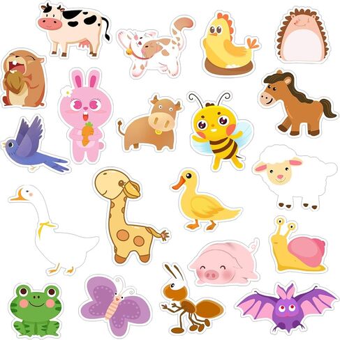GeeRic 20Pcs Window Stickers Gel & Decals for Kids, Farm Animals Window Clings Stickers, Window Gel Clings Decals, Reusable Thick Gel Clings for Toddlers and Adults Plane Classroom Home in Kuwait