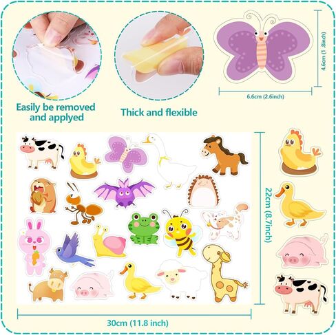 GeeRic 20Pcs Window Stickers Gel & Decals for Kids, Farm Animals Window Clings Stickers, Window Gel Clings Decals, Reusable Thick Gel Clings for Toddlers and Adults Plane Classroom Home in Kuwait
