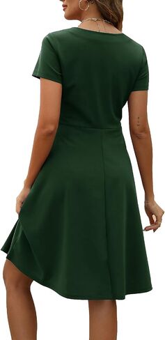 Women's Elegant Vintage Summer Sweetheart Neck Short Sleeve Casual Work Party Business A-Line Dress 163 in Saudi Arabia
