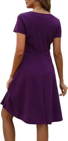 Women's Elegant Vintage Summer Sweetheart Neck Short Sleeve Casual Work Party Business A-Line Dress 163 in Saudi Arabia