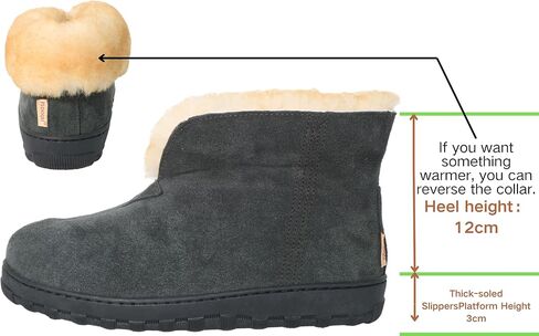 PEDOQU Men Boots Slipper Leather Upper Sheepskin Collar Memory Foam Rubber Soles Indoor Outdoor House Slipper in Saudi Arabia