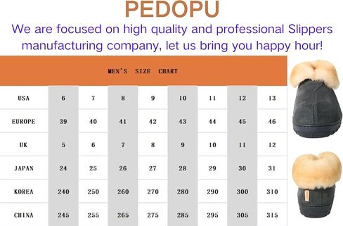 PEDOQU Men Boots Slipper Leather Upper Sheepskin Collar Memory Foam Rubber Soles Indoor Outdoor House Slipper in Saudi Arabia