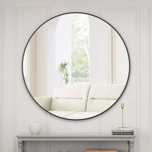 48 Inch Oversized Big Size Circular Mirror Wall Mirror, Round Vanity Mirror Metal Framed Dressing Mirror for Bathroom, Living Room, Bedroom in Saudi Arabia