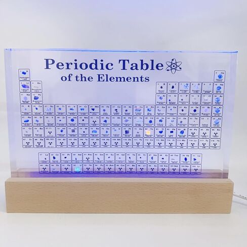 Periodic Table with Real Element Samples Inside Great Gifts for Science Clear Acrylic Table of Elements with Actual Elements with Colorful Light Base 7.9" x 5" in Saudi Arabia