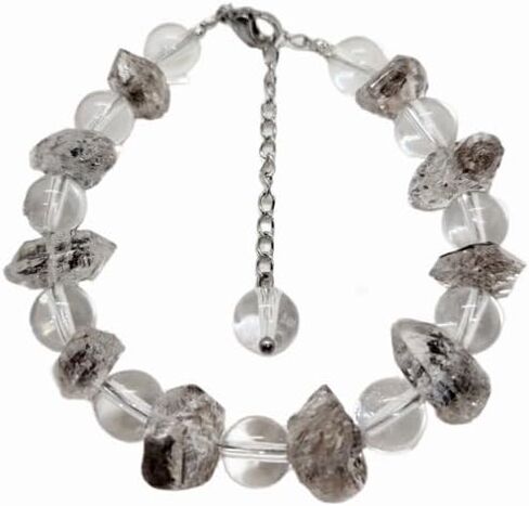 سوار هيركيمر من الألماس الطبيعي وخرز كريستالي شفاف، سوار Lucky Energy قابل للتعديل، 21 in Kuwait