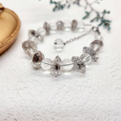 سوار هيركيمر من الألماس الطبيعي وخرز كريستالي شفاف، سوار Lucky Energy قابل للتعديل، 21 in Kuwait