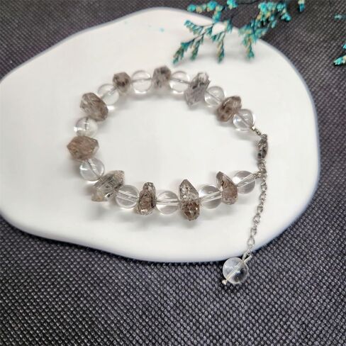 سوار هيركيمر من الألماس الطبيعي وخرز كريستالي شفاف، سوار Lucky Energy قابل للتعديل، 21 in Kuwait