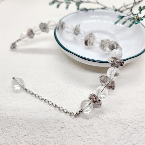 سوار هيركيمر من الألماس الطبيعي وخرز كريستالي شفاف، سوار Lucky Energy قابل للتعديل، 21 in Kuwait