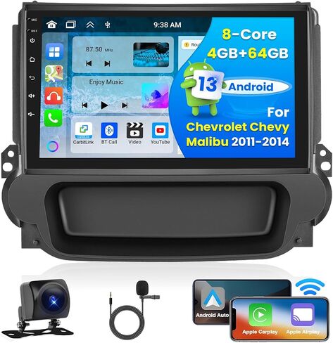 [4G+64G] for Chevrolet Chevy Malibu 2011-2014 Android 13 Stereo Wireless CarpPlay Android Auto, 9 Inch Touchscreen in Dash GPS Navigation System with WiFi BT FM RDS Backup Camera in Saudi Arabia