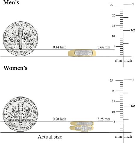 Dazzlingrock Collection Round White Diamond Square Micro Pave Wedding Trio Ring Set (0.30 ctw, Color I-J, Clarity I2-I3) in 18K Yellow Gold Plated Sterling Silver in Saudi Arabia