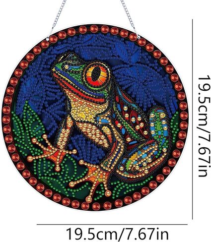 LYENYI DIY 5D الضفدع الماس مجموعات الطلاء شنقا علامة جدار الفن علامة الضفدع الماس الفن Suncatcher نافذة معلقة زخرفة نافذة المعلقات للبالغين المنزل حديقة جدار الباب 7.4 * 7.4in in Kuwait