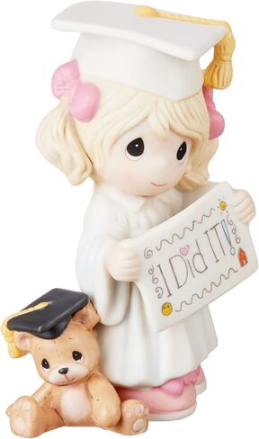 Precious Moments Little Girl Graduate Figurine | I Did It Graduation Girl with Teddy Bear Bisque Porcelain | Kindergarten Graduation Gift in Saudi Arabia