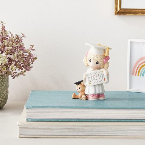 Precious Moments Little Girl Graduate Figurine | I Did It Graduation Girl with Teddy Bear Bisque Porcelain | Kindergarten Graduation Gift in Saudi Arabia