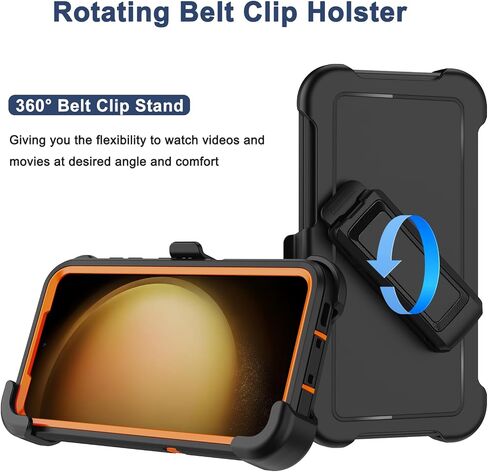 for Samsung Galaxy S23 Case with Belt Clip Holster, 2X Screen Protector, [Military Grade Protection] Heavy Duty Full Body Shockproof Dust-proof Rugged Protective Cover for Samsung S23 5G (Black) in Saudi Arabia