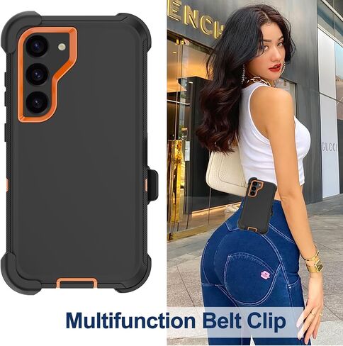 for Samsung Galaxy S23 Case with Belt Clip Holster, 2X Screen Protector, [Military Grade Protection] Heavy Duty Full Body Shockproof Dust-proof Rugged Protective Cover for Samsung S23 5G (Black) in Saudi Arabia