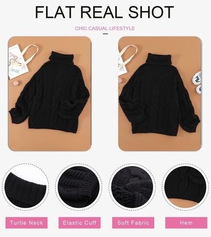 Dokotoo Womens 2023 Loose Oversized Casual Turtle Neck Sweater Pullover Top in Kuwait