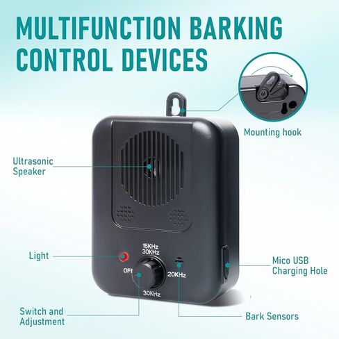 Anti Barking Devices, 2 Pack Dog Bark Stop Devices with 3 Modes, Rechargeable Ultrasonic Dog Barking Deterrent Devices in Kuwait