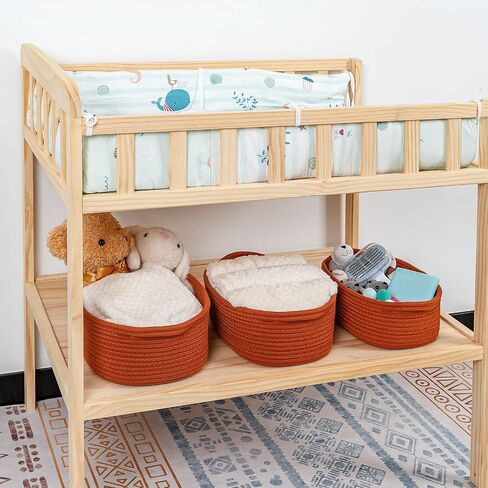 CubesLand Small Storage Basket Cotton Rope Organizer Baskets for Shelves | Set of 5 Decorative Closet Storage Bins with Handle for Countertop, Toilet Paper Basket for Toilet Tank Top, Green Basket in Saudi Arabia