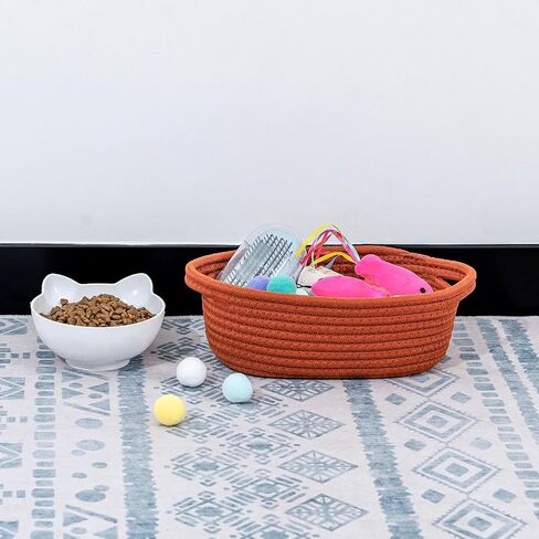 CubesLand Small Storage Basket Cotton Rope Organizer Baskets for Shelves | Set of 5 Decorative Closet Storage Bins with Handle for Countertop, Toilet Paper Basket for Toilet Tank Top, Green Basket in Saudi Arabia