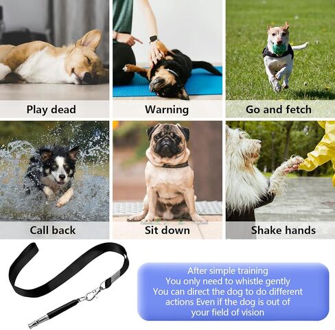 صفارة كلب مكونة من قطعتين، لإيقاف نباح كلب الجيران، صفارة كلب صامتة بالموجات فوق الصوتية قابلة للتعديل، صفارات تدريب احترافية لاستدعاء الكلاب، أداة التحكم في إيقاف النباح للتدريب مع حبل أسود in Kuwait