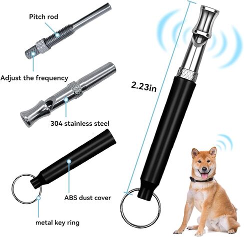 صفارة كلب مكونة من قطعتين، لإيقاف نباح كلب الجيران، صفارة كلب صامتة بالموجات فوق الصوتية قابلة للتعديل، صفارات تدريب احترافية لاستدعاء الكلاب، أداة التحكم في إيقاف النباح للتدريب مع حبل أسود in Kuwait