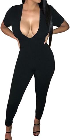 المرأة قصيرة الأكمام مثير الخامس الرقبة نحيل الساق Bodycon بذلة in Saudi Arabia