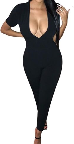 المرأة قصيرة الأكمام مثير الخامس الرقبة نحيل الساق Bodycon بذلة in Saudi Arabia