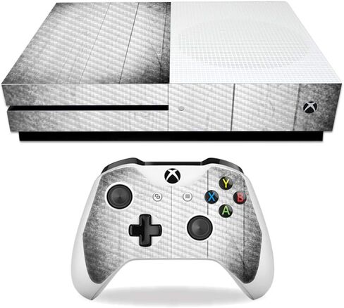 غلاف MightySkins من ألياف الكربون لجهاز Microsoft Xbox One S - خشبي | لمسة نهائية واقية ومتينة من ألياف الكربون | سهل التطبيق والإزالة وتغيير الأنماط | صنع في الولايات المتحدة الأمريكية in Saudi Arabia