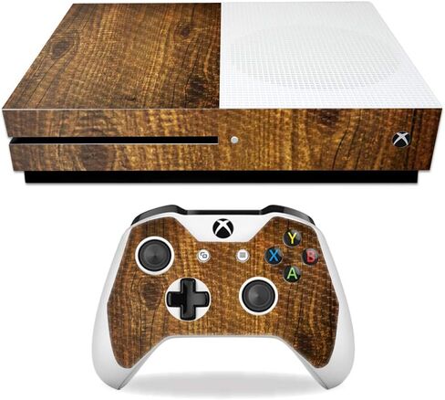 غلاف MightySkins من ألياف الكربون لجهاز Microsoft Xbox One S - خشبي | لمسة نهائية واقية ومتينة من ألياف الكربون | سهل التطبيق والإزالة وتغيير الأنماط | صنع في الولايات المتحدة الأمريكية in Saudi Arabia