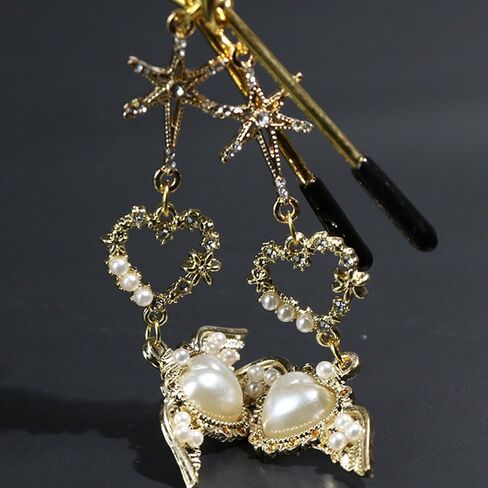 Heart Pearl Connector Charms Alloy Gold Wing Links with Pearls Mixed Color 20Pcs for DIY Valentine's Day Jewelry Making in Saudi Arabia