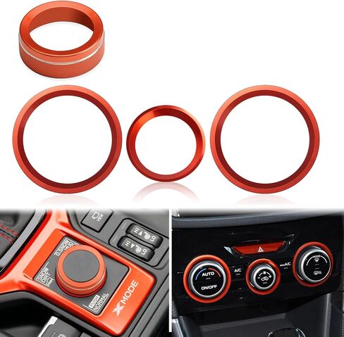 Auovo Drive Mode Gear Shift Switch Knob Cover Ring for Subaru Forester 2019-2024 Car Interior Accessories Aluminum Alloy AC Climate Control Knob Outer Ring Red-Orange in Saudi Arabia