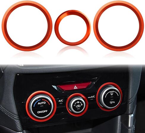 Auovo Drive Mode Gear Shift Switch Knob Cover Ring for Subaru Forester 2019-2024 Car Interior Accessories Aluminum Alloy AC Climate Control Knob Outer Ring Red-Orange in Saudi Arabia
