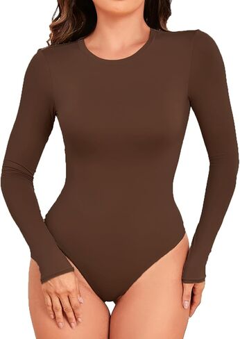 بدلة نسائية من Leoparts برقبة دائرية وأكمام قصيرة وأكمام طويلة قطعة واحدة أساسية بدون خياطة ملابس داخلية قميص علوي in Kuwait