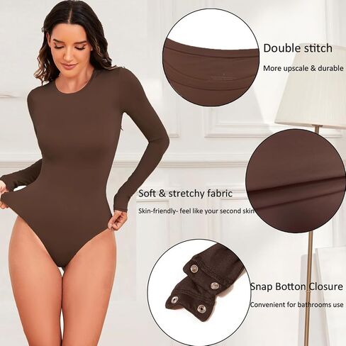 بدلة نسائية من Leoparts برقبة دائرية وأكمام قصيرة وأكمام طويلة قطعة واحدة أساسية بدون خياطة ملابس داخلية قميص علوي in Kuwait