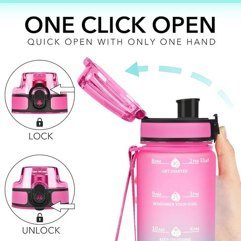 GOSWAG 32oz Motivational Water Bottles with Time Marker and Fruit Strainer, Sports Water Bottle with Times to Drink, Leakproof, Reusable Plastic Bottle with Strap no Straw for Gym, School in Saudi Arabia