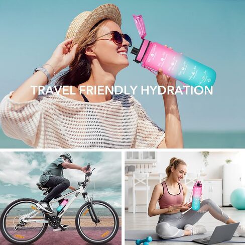 GOSWAG 32oz Motivational Water Bottles with Time Marker and Fruit Strainer, Sports Water Bottle with Times to Drink, Leakproof, Reusable Plastic Bottle with Strap no Straw for Gym, School in Saudi Arabia