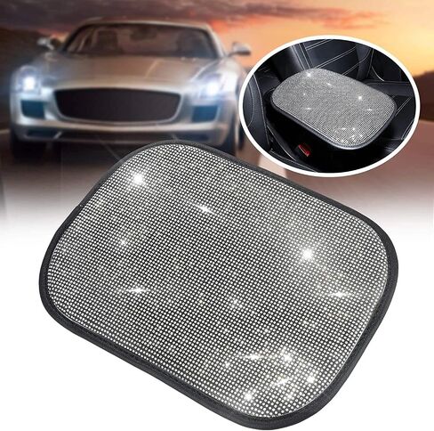 غطاء وحدة التحكم المركزية للسيارة Universal Bling Bling، ملحقات السيارة اللامعة، حافظة واقية مبطنة لمسند الذراع من الكريستال اللامع (أبيض) in Saudi Arabia