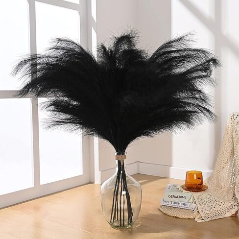 BLEUM CADE 4pcs 43 "/3.6FT عشب بامباس صناعي، أسود طويل القامة عشب بامباس لمزهرية الأرضية، بوهو الاصطناعي بامباس ديكور العشب، وهمية العشب أبهى رقيق حشو زهرية لغرفة المنزل ديكور بوهو in Kuwait