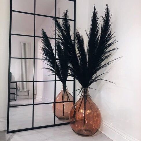 BLEUM CADE 4pcs 43 "/3.6FT عشب بامباس صناعي، أسود طويل القامة عشب بامباس لمزهرية الأرضية، بوهو الاصطناعي بامباس ديكور العشب، وهمية العشب أبهى رقيق حشو زهرية لغرفة المنزل ديكور بوهو in Kuwait