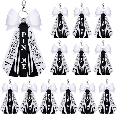 12 Pieces Cheerleader Pin Me Keychain Cheer Bows Key Chain Cheer Backpack Accessories with Ribbon and Rhinestones for Cheerleading Lanyard Gift Soccer Theme Party Favors in Saudi Arabia