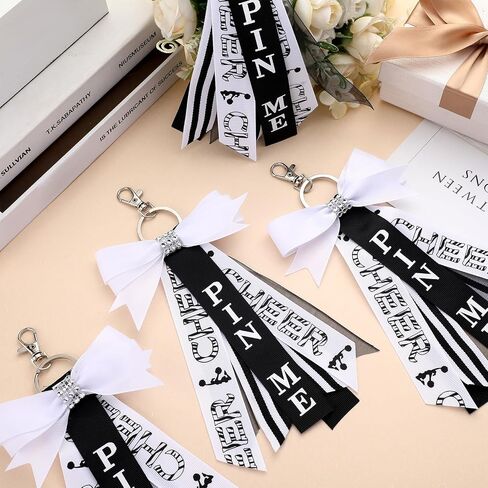12 Pieces Cheerleader Pin Me Keychain Cheer Bows Key Chain Cheer Backpack Accessories with Ribbon and Rhinestones for Cheerleading Lanyard Gift Soccer Theme Party Favors in Saudi Arabia