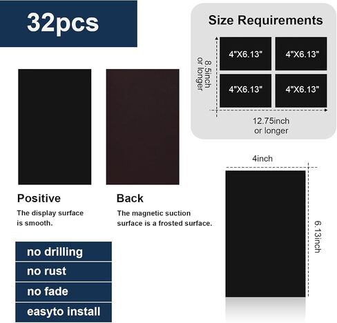 78 Pcs Garage Door Magnetic Decorative Hardware Kit Faux Magnetic Hinges Handles, 6.125 x 4'' Fake Easy Installation Windows Panels for Garage Door Panes Decorations, Black in Saudi Arabia