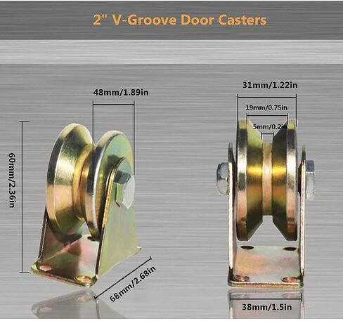 4-Pack 660 lbs Heavy-Duty 2in V-Groove Casters with Brackets for Sliding Gates Wheel, Rolling Gates and Industrial Machines in Saudi Arabia