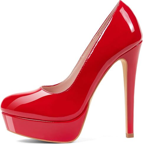 GENSHUO Platform Pumps Closed Toe Stilettos Heels Sexy Pumps High Heels for Women Round Toe Party Club Wedding Prom Stilettos in Kuwait