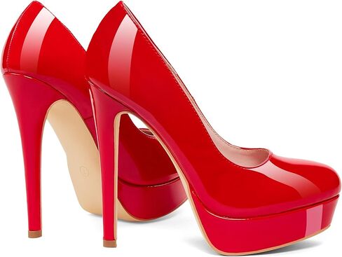 GENSHUO Platform Pumps Closed Toe Stilettos Heels Sexy Pumps High Heels for Women Round Toe Party Club Wedding Prom Stilettos in Kuwait