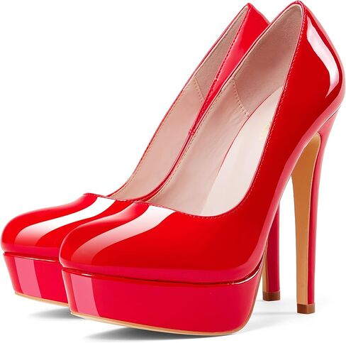 GENSHUO Platform Pumps Closed Toe Stilettos Heels Sexy Pumps High Heels for Women Round Toe Party Club Wedding Prom Stilettos in Kuwait