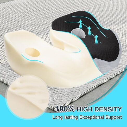 وسادة مقعد كبيرة من إسفنج الذاكرة لتخفيف الضغط وعرق النسا ووسادة تخفيف آلام عظم الذيل، وسائد كرسي مكتب غير قابلة للانزلاق، وسادة كرسي بعرض قابل للتعديل للمنزل والمكتب وكرسي الألعاب والسيارة والكرسي المتحرك (-أسود) in Kuwait