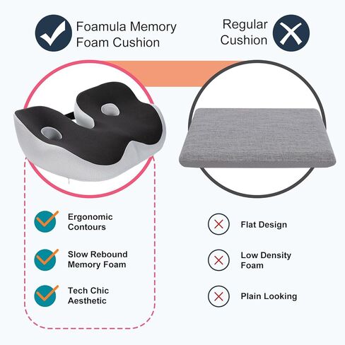 وسادة مقعد كبيرة من إسفنج الذاكرة لتخفيف الضغط وعرق النسا ووسادة تخفيف آلام عظم الذيل، وسائد كرسي مكتب غير قابلة للانزلاق، وسادة كرسي بعرض قابل للتعديل للمنزل والمكتب وكرسي الألعاب والسيارة والكرسي المتحرك (-أسود) in Kuwait